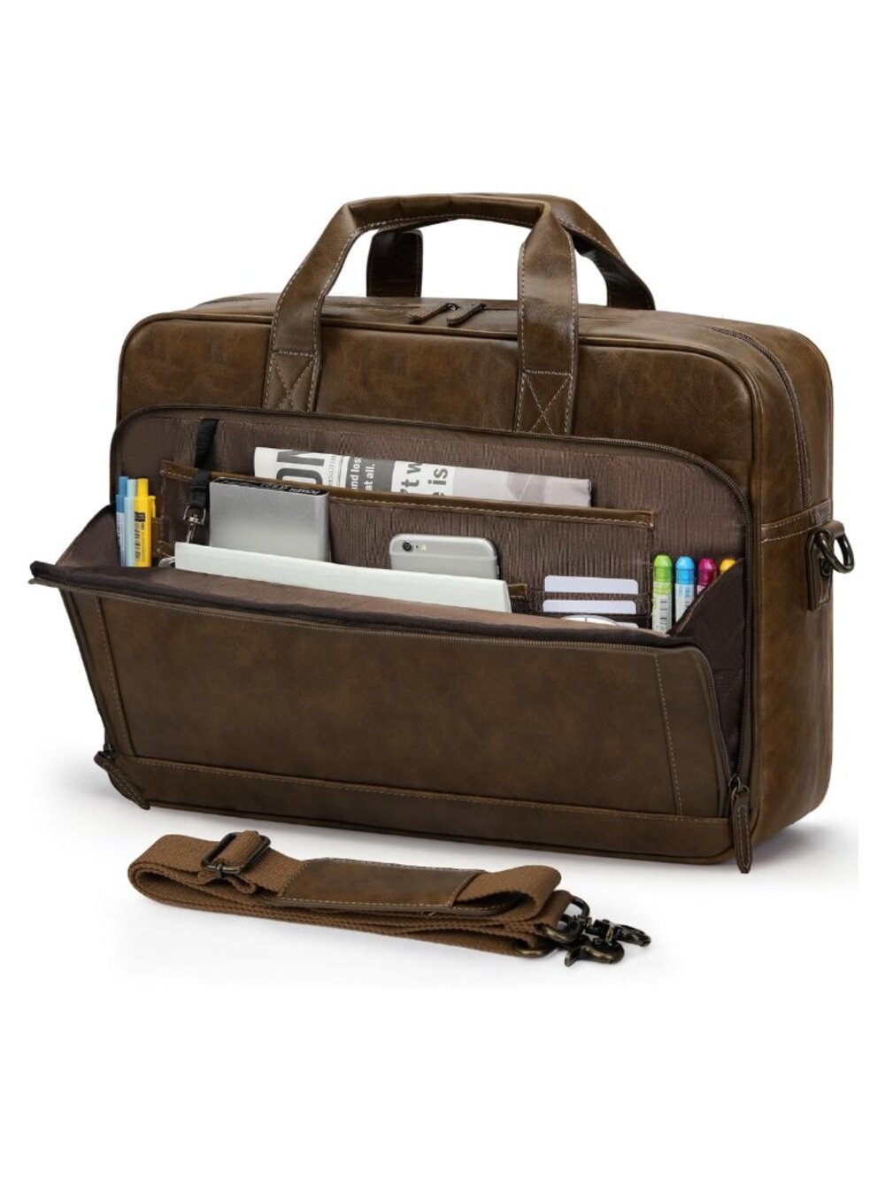 PU Leather Laptop Briefcase 16 Inch Messenger Bag